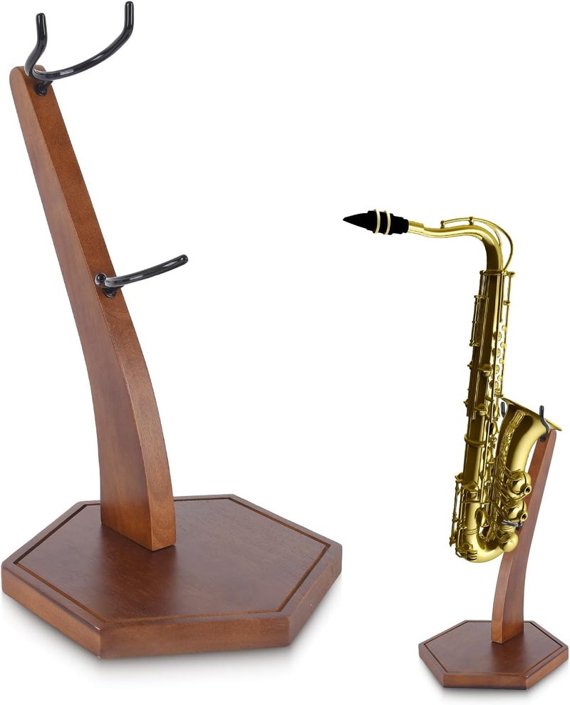 SoeKoa Saxophone Stand, Wooden Saxophone Stand Display for Alto Tenor Sax, Weighing Rhombus Base For Extra Stability Countertop Decoration（Only holder - Image 1